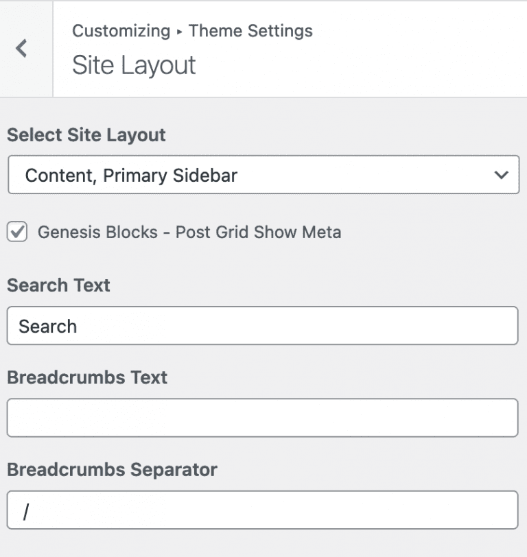 Site Layout Extra - Docs - Customizer Settings, Recipe Blogger Theme